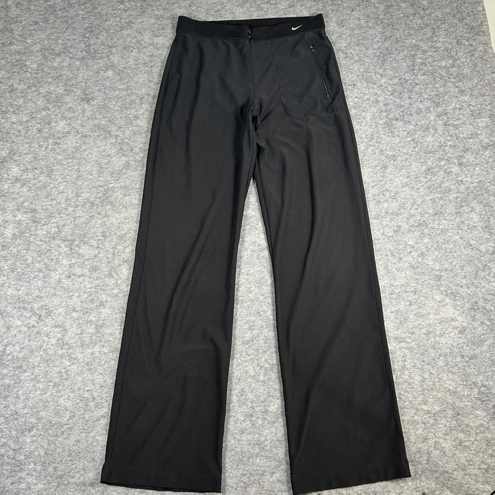 Y2K Nike Womens Black Dri-FIT Straight Leg Athletic Training Pants Size M